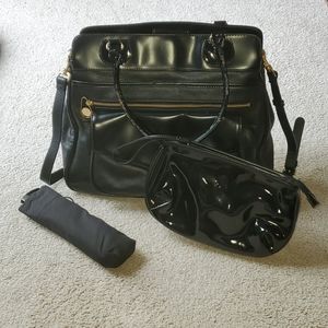 Isaac Mizrahi Purse with Umbrella & Cosmetic Case